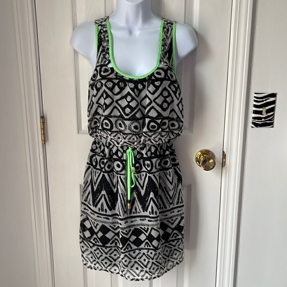 Neon accent Aztec pattern dress